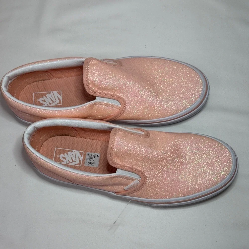 Vans Kids Sparkly Peach Slip-On Sneakers New‎ without box
